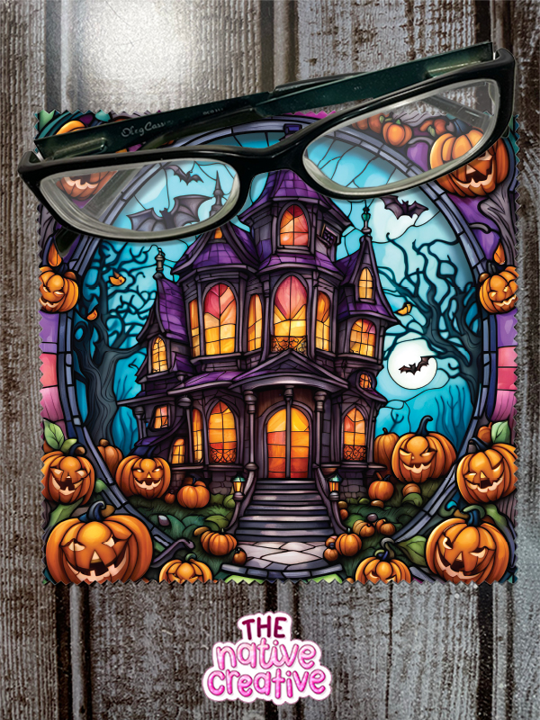 Haunted House Stained Glass Scene Microfiber Cleaning Cloth for Glasses,  Sunglasses, Cell Phone Screen, iPad, Tablet - The Native Creative